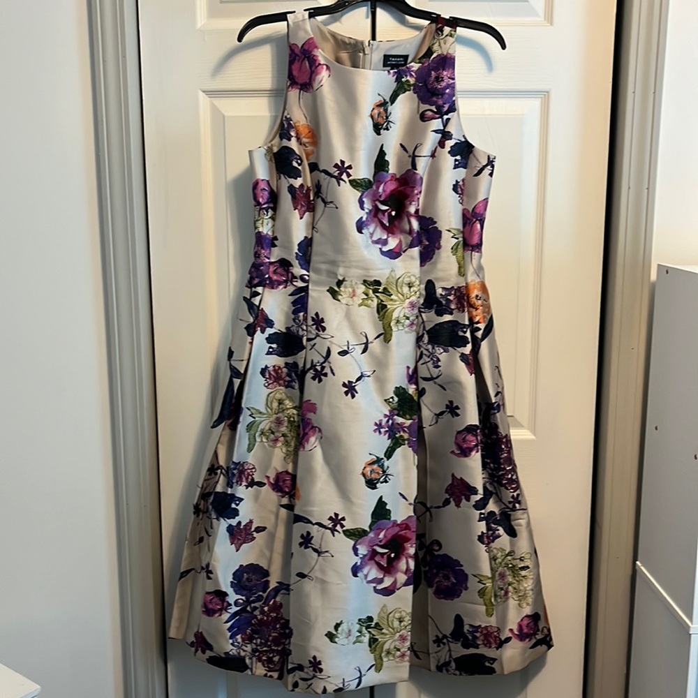 Tahari dupioni flare dress